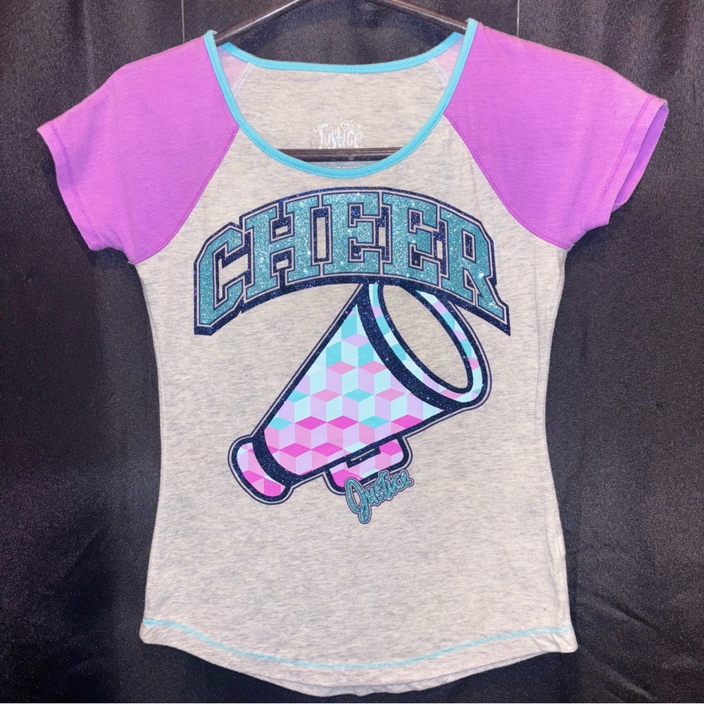 Justice Purple and Gray Cheer Tee Short Sleeve